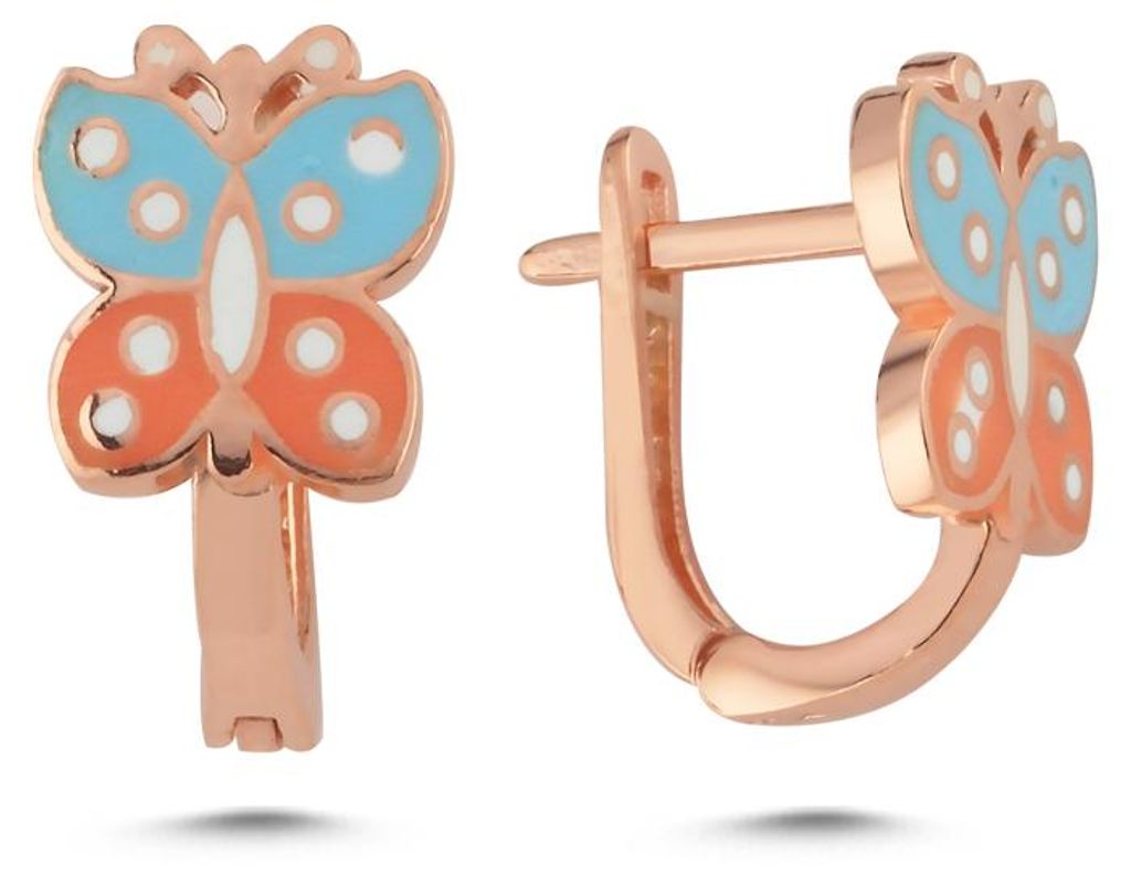 925 Sterling Silber Schmetterling Ohrringe Emaille Rosegold