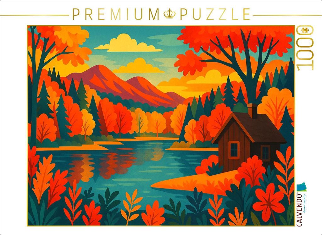 CALVENDO Puzzle Indian Summer am See: Herbstzauber in Nordamerika | 1000 Teile Lege-Größe 64x48cm Foto-Puzzle für glückliche Stunden