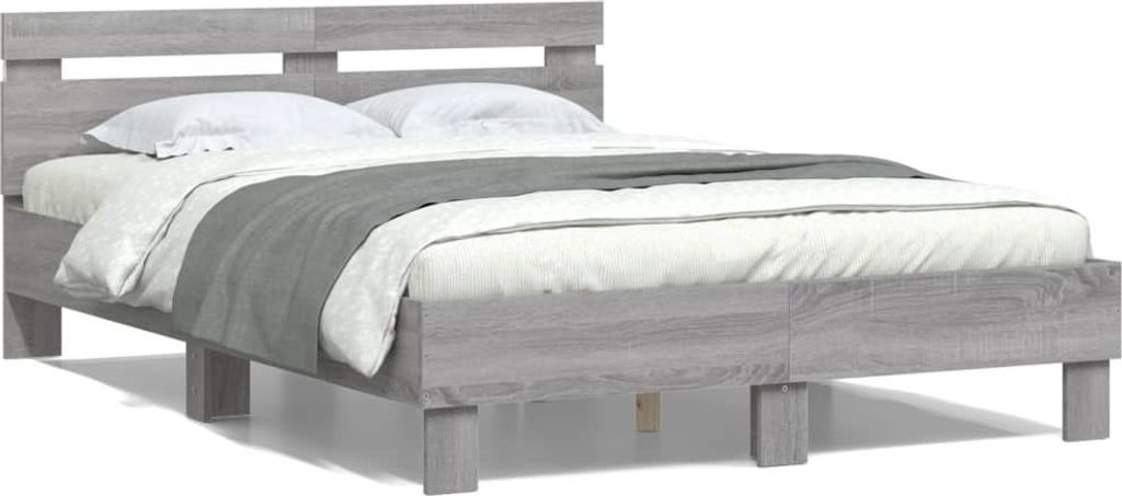 "2026 Promotion" Bettgestell moderne - mit Kopfteil - LED-Beleuchtung Grau Sonoma 120x200 cm - Polsterbett CC11298