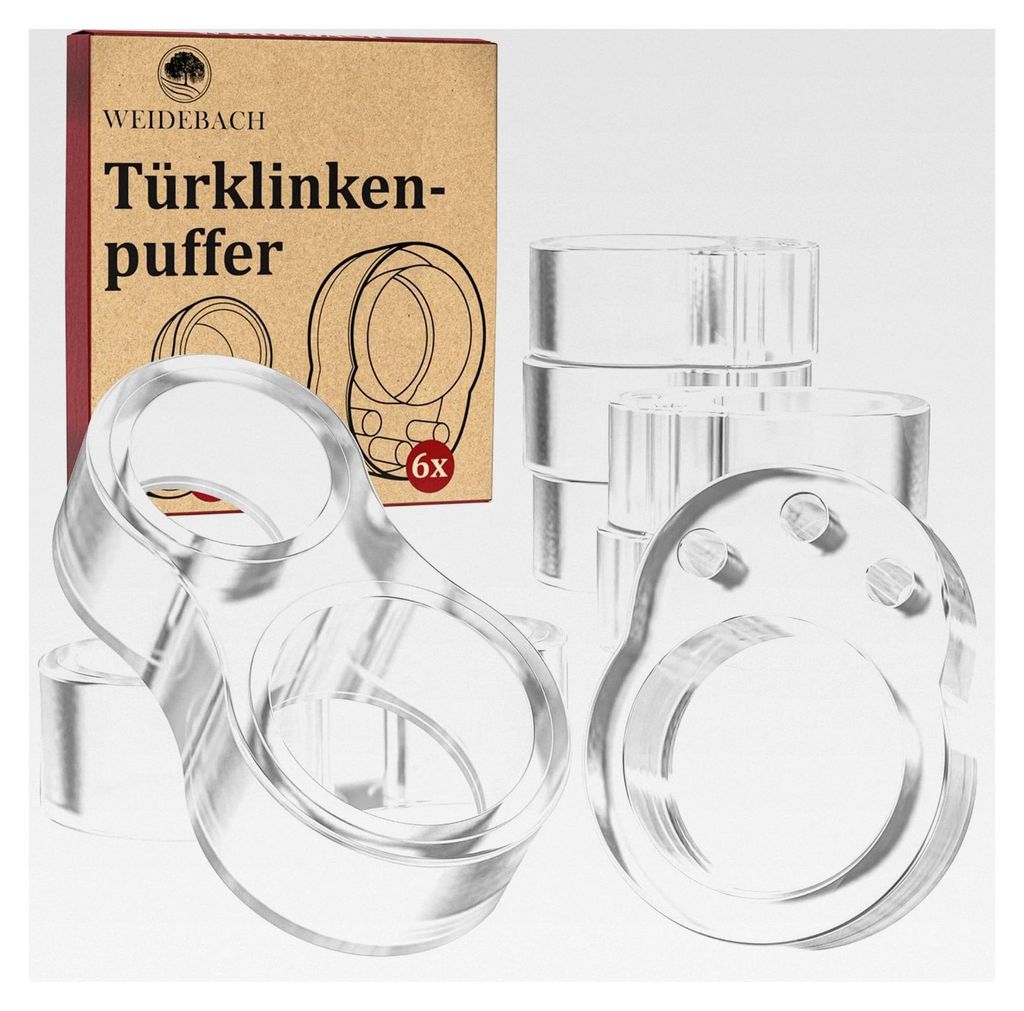Robuster Türklinkenpuffer für jede Türklinke, 6x Kreisform, 2x in '8'-Form, transparenter Wandschutz, Türpuffer zum Schutz vor Schrammen