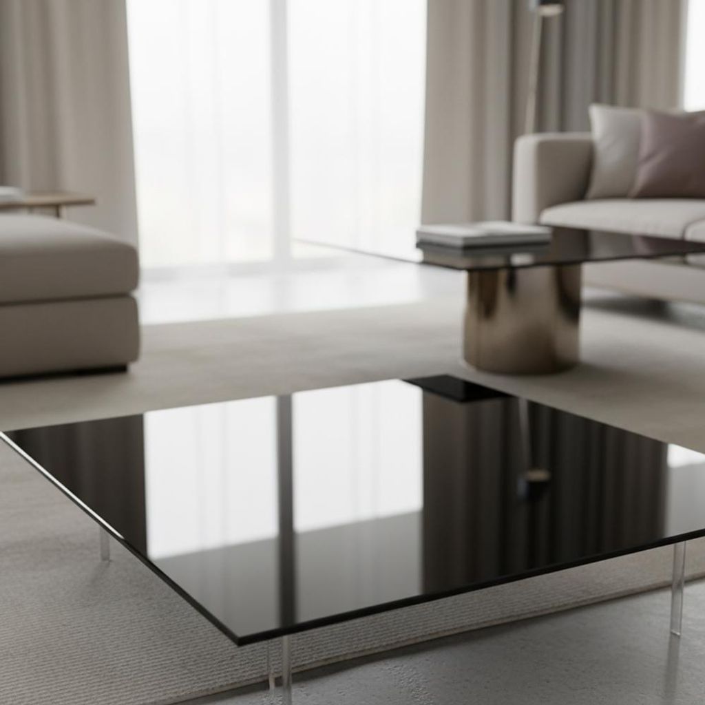Kaminglas Schutzplatte 90x90 cm schwarz 6 mm ESG Glas