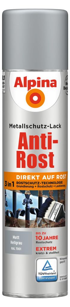 Alpina Sprühmetallschutz-Lack Anti Rost 400 ml hellgrau Produktbild 