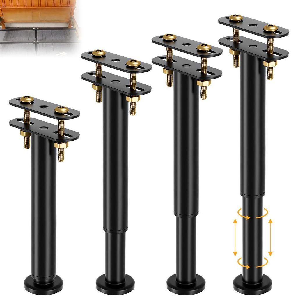 4 Stück Möbelfüße Verstellbar, Möbelfüße Höhenverstellbar 25-43cm mit Schrauben, Runde Austauschbare Stützfüße für Möbel, Sofa, Schran...