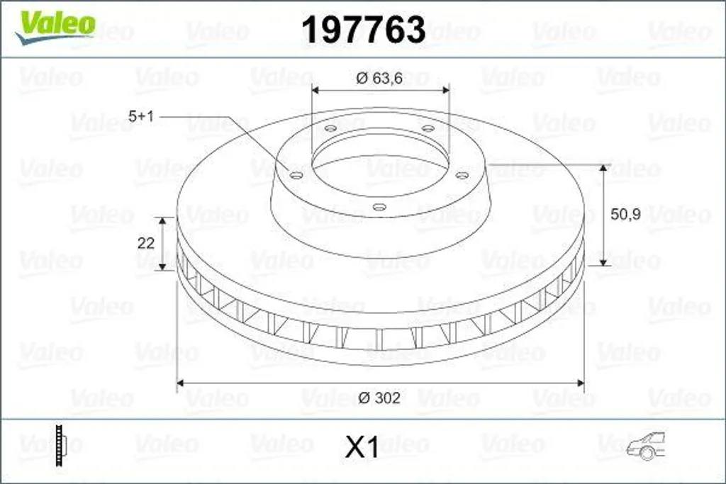 Disque de frein VALEO 197763 pour XC60 OE 31277357 Qualité d'Origine