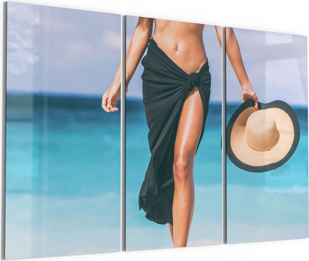 DEQORI Glasbilder Acryl 3x50x100 cm 'Pareo und Sonnenhut' Wandbilder XXL groß