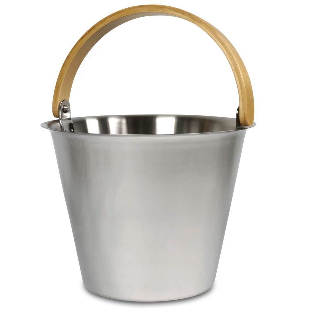 Rento Saunakübel Edelstahl mit Henkel aus Birke