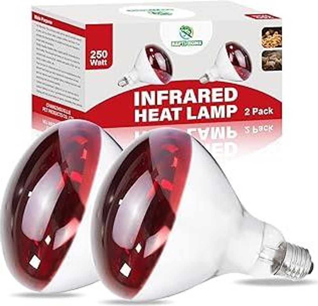 250W Infrarotlampe wärmelampe, R125 Rotlichtlampe Wärmelampe für Hühner 2 Stück, E27 Reptilien Terrarium Heizlampe für Hühnerfarmen, Säuget...