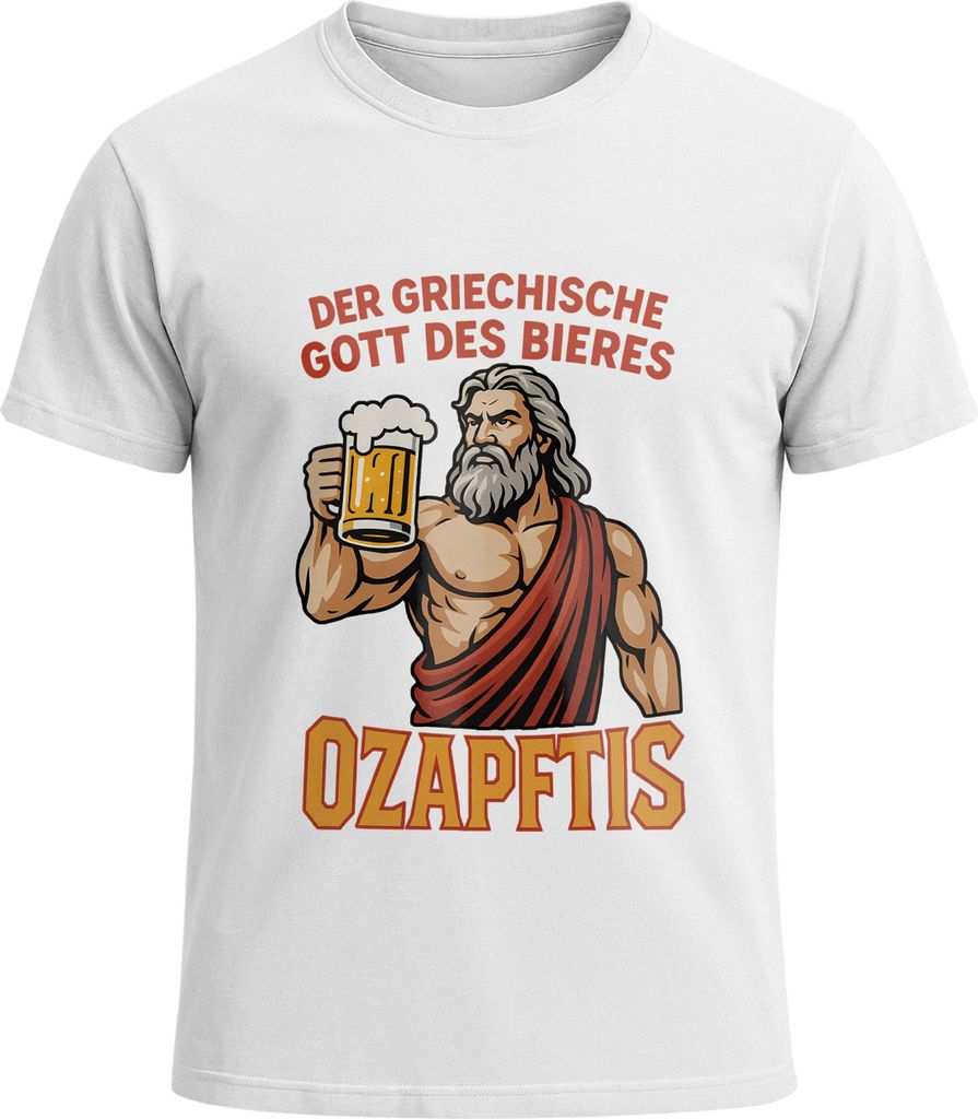 Herren T-Shirt für das Griechische Gott Ozapftis Fun-Shirt Trachtenshirt Bierfest Outfit Statement Spruch Saufen lustig Moonworks