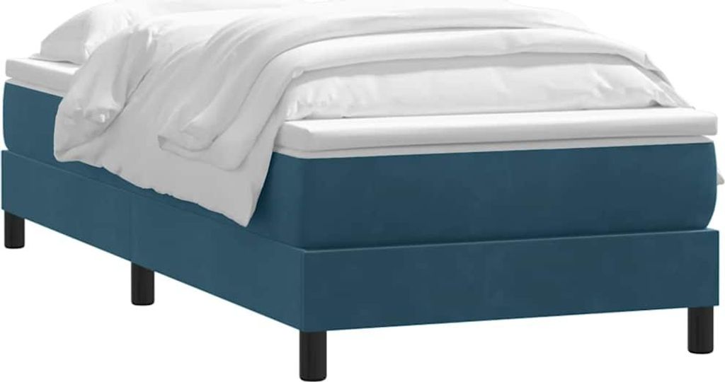 vidaXL Boxspringbett mit Matratze Dunkelblau 80x210 cm Samt