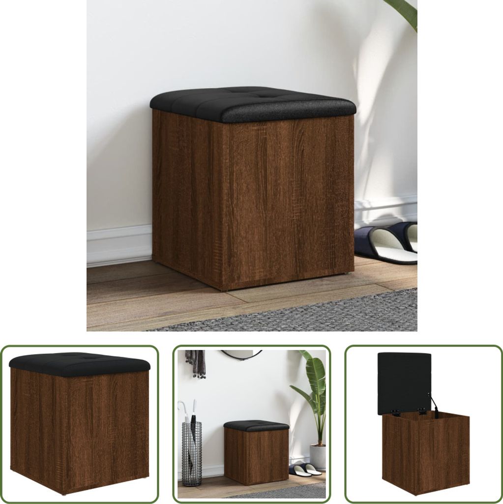 The Living Store Sitzbank mit Stauraum Braun Eiche 42x42x45 cm Holzwerkstoff