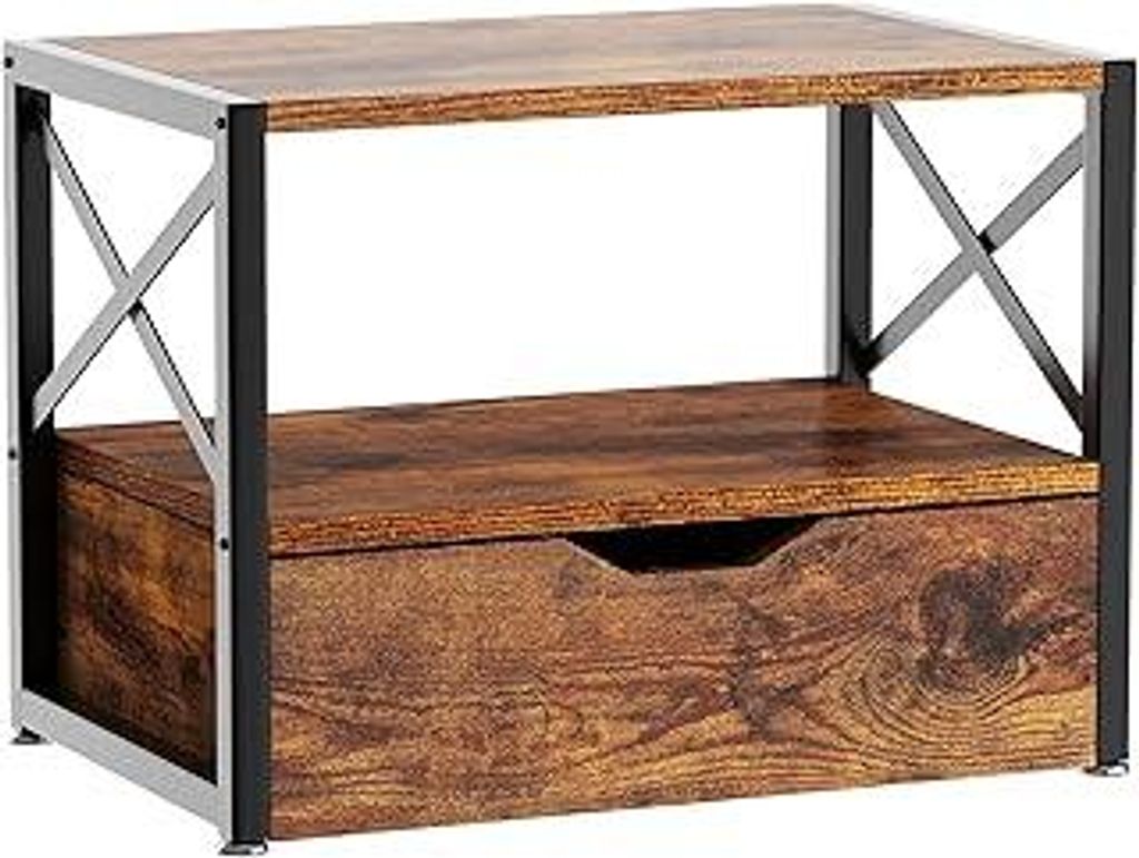 IBUYKE 2 Tier Desktop-Drucker Stand, Mehrzweck-Schreibtisch-Organisator, hölzerne Drucker Stand mit Schublade Lagerung für Ordner, Bücher, für ...