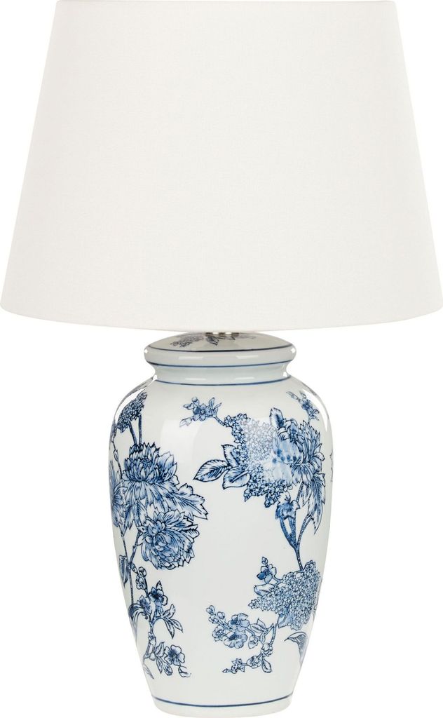 BELIANI Tischlampe Blau und Weiß Porzellan Vasenform 54 cm Produktbild 