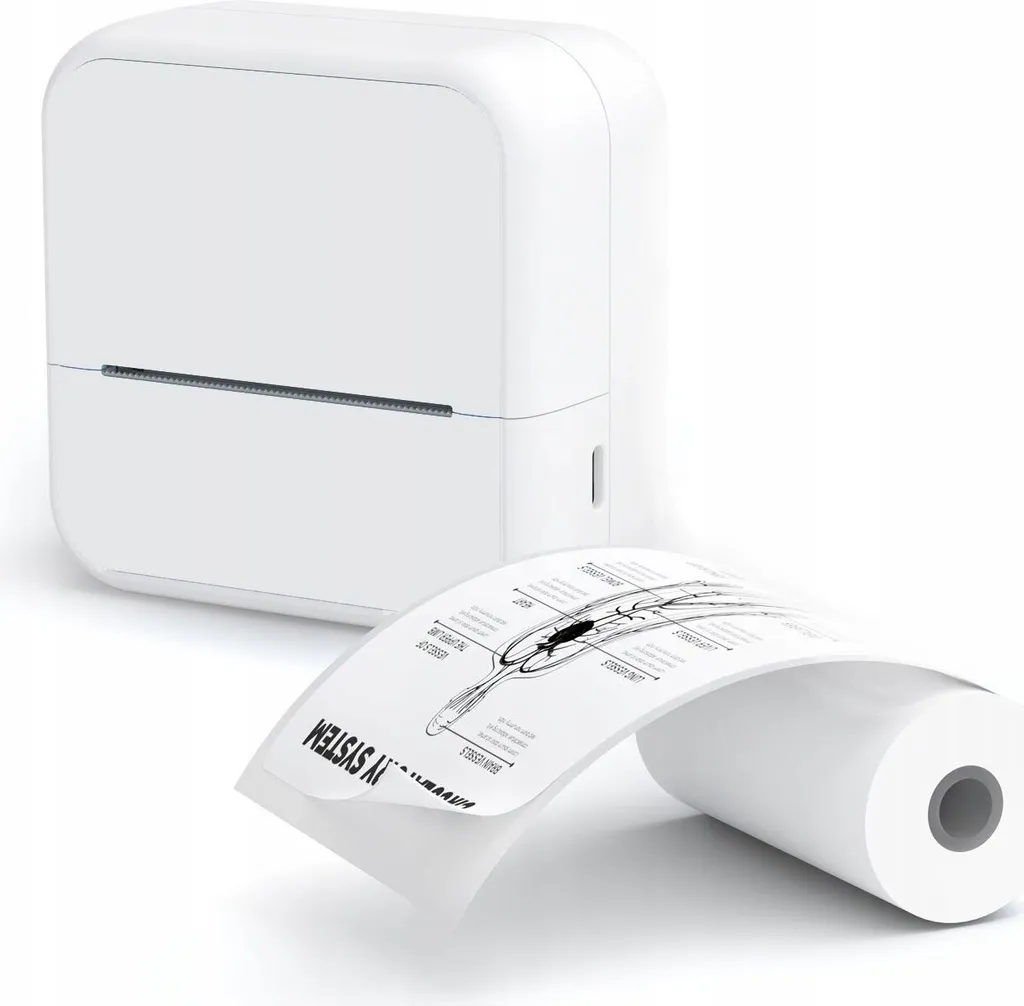 Mini Stampante Etichette S1 203DPI Bianca Bluetooth per Casa e Ufficio
