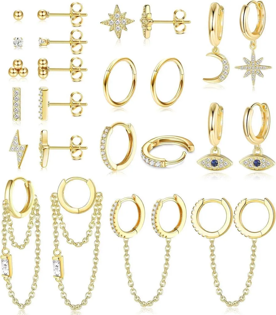 Boucles d'oreilles créoles avec pendentifs Evil Eye et Zirconium lot de 12