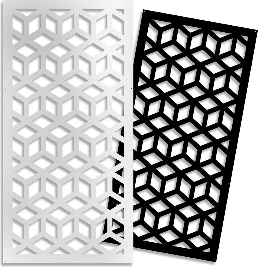 Separé Parasole Nero CUBO 50x150 in PVC Forato per Giardino e Casa