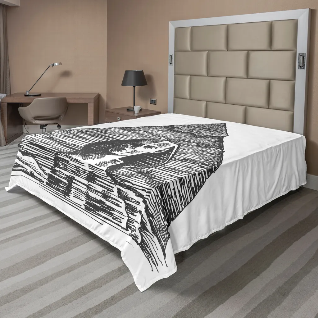 Drap de lit égyptien doux en microfibre motif Pyramide Sphinx 260x228cm