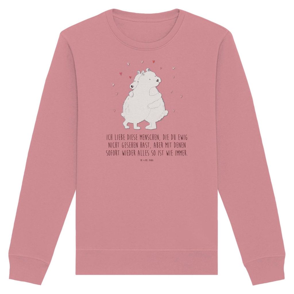 Mr. & Mrs. Panda Baumwoll Pullover Eisbär Umarmen Größe M - Canyon Pink - Geschenk, Lustige Sprüche, Sweatshirt, Sweater, Pulli, Rundhals