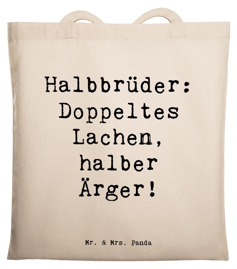 Mr. & Mrs. Panda Tote Bag Spruch Halbbruder Lachen - Transparent - Geschenk, Familie, persönliche Erinnerungen, Geschwister, Schultasche, Weihnach...