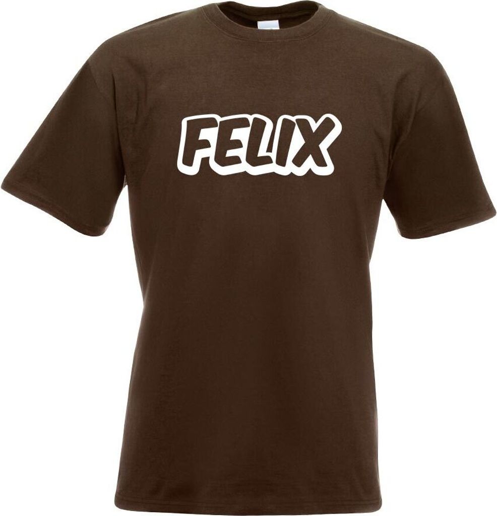 Kiwistar - T-Shirt - Chocolate - Felix Vorname Jungen Motiv Bedruckt Funshirt Design Print - mit Motiv Bedruckt - Funshirt Design - Sport - Freizei...