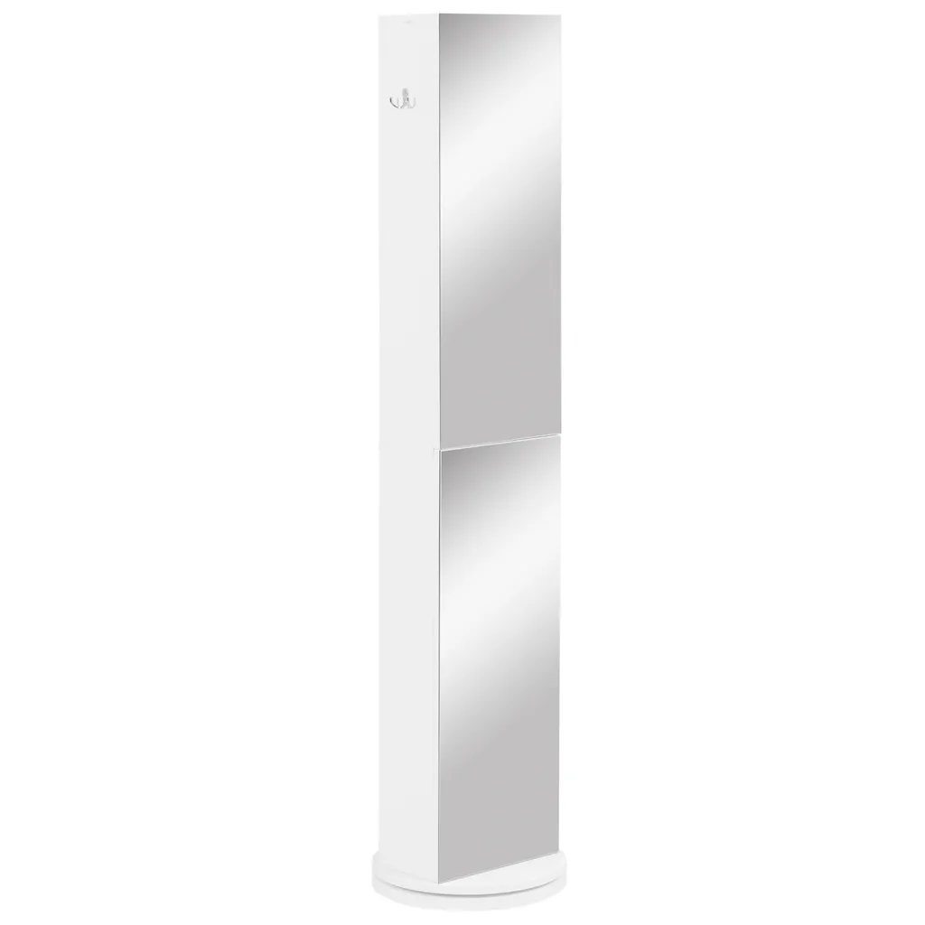 Kleankin Meuble Colonne de Salle de Bain Pivotant Blanc avec Miroir