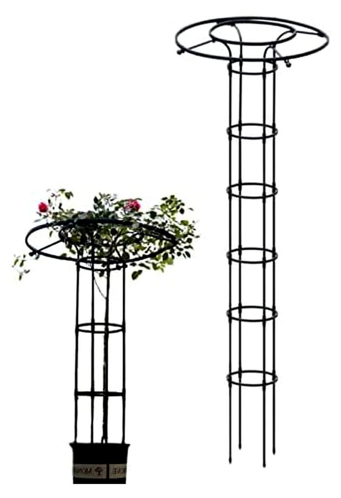 Rankhilfe Obelisk aus Stahlrohr mit Kunststoffbeschichtung, 210 cm, witterungsbeständige Ranksäule für Kletterpflanzen und Rosen