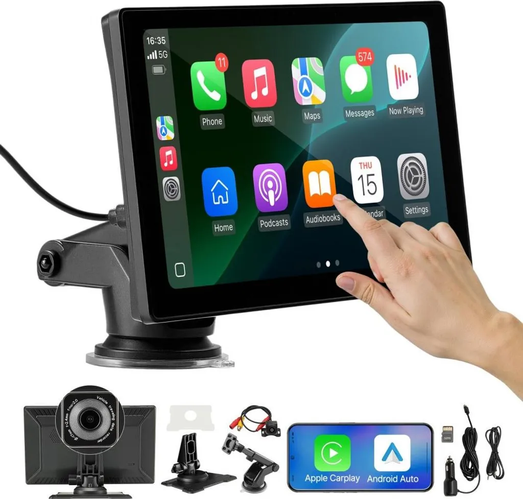 Autoradio 9" Sicurezza Auto: CarPlay, Android Auto e 2 Telecamere