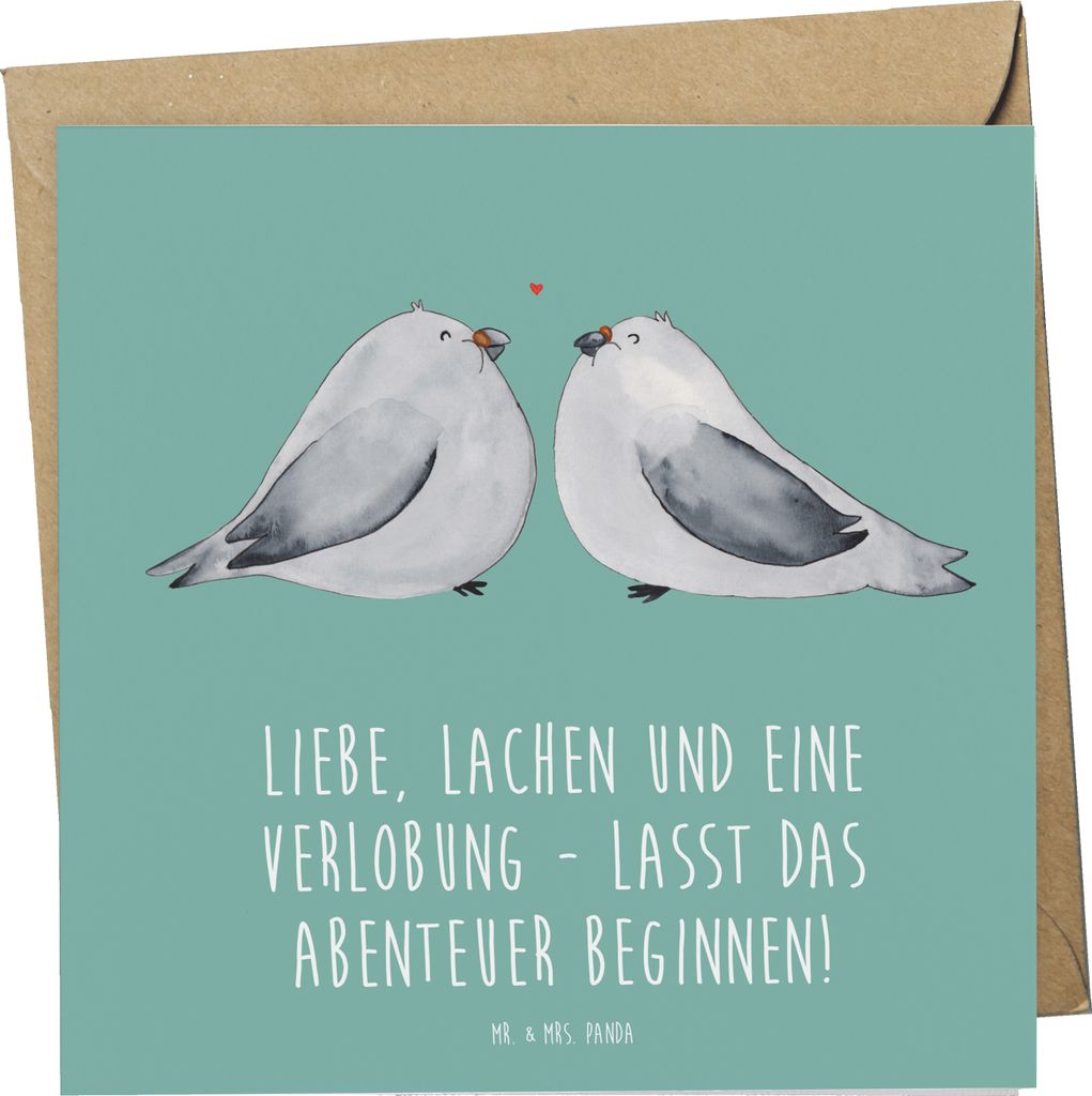 Mr. & Mrs. Panda Grußkarte Verlobungsfeier Abenteuer - Meeresbrise - Geschenk, faltkarte, Geschenke, Heiraten, Heirat, Verlobung, Hochzeit, Vorfre...