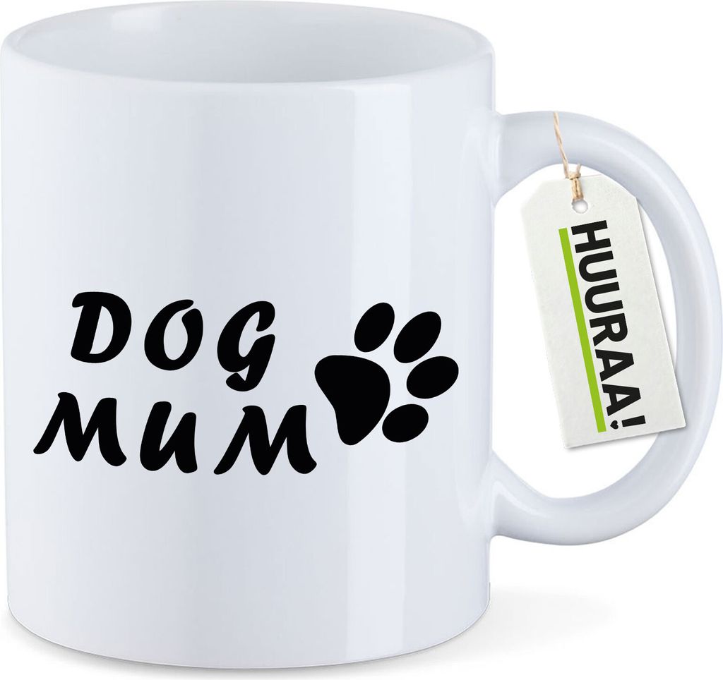 Huuraa Kaffeetasse Dog Mum Tapse 330ml Weiß Keramik Kaffeebecher Geschenkidee