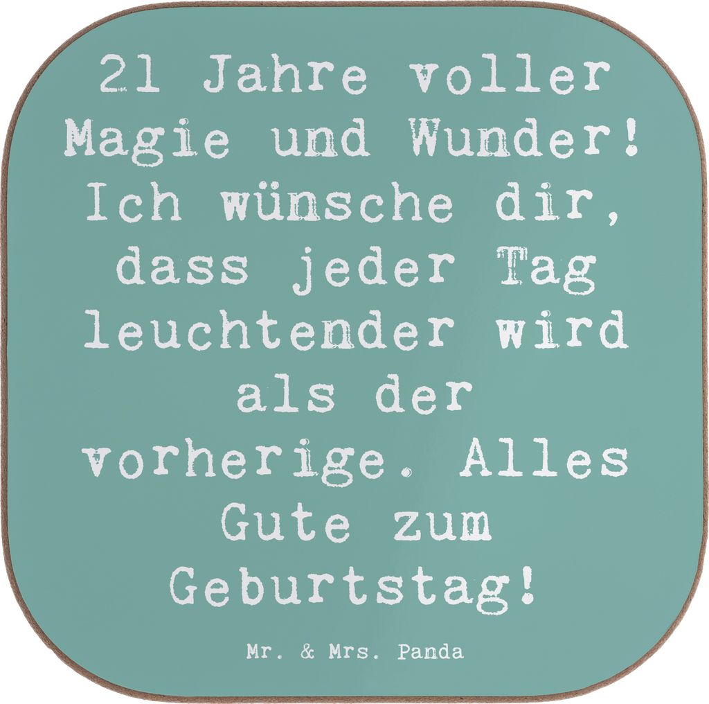 Mr. & Mrs. Panda Untersetzer für Gläser Spruch 21. Geburtstag - Meeresbrise - Geschenk, Alles Gute zum, Wertschätzung, gläseruntersetzer, Tisch...