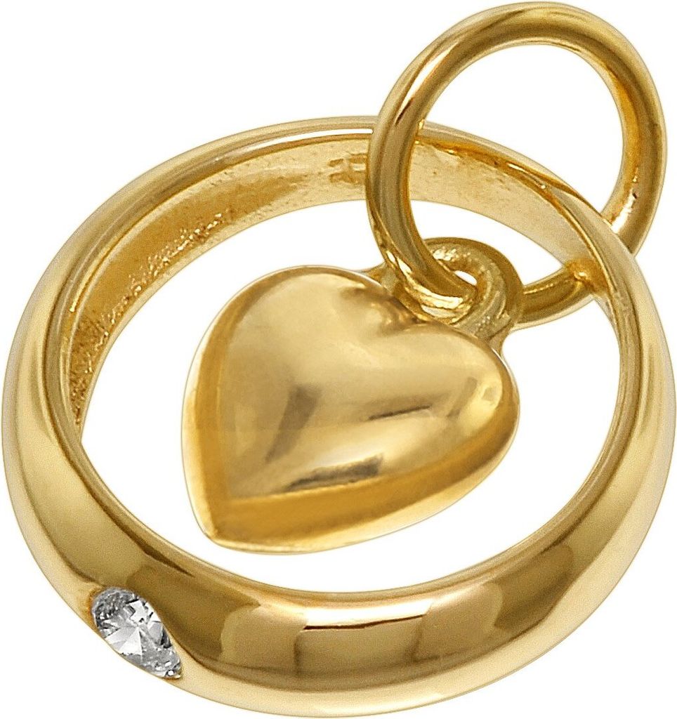 trendor 75431 Taufring mit Zirkonia und Herzchen Gold 585 / 14K