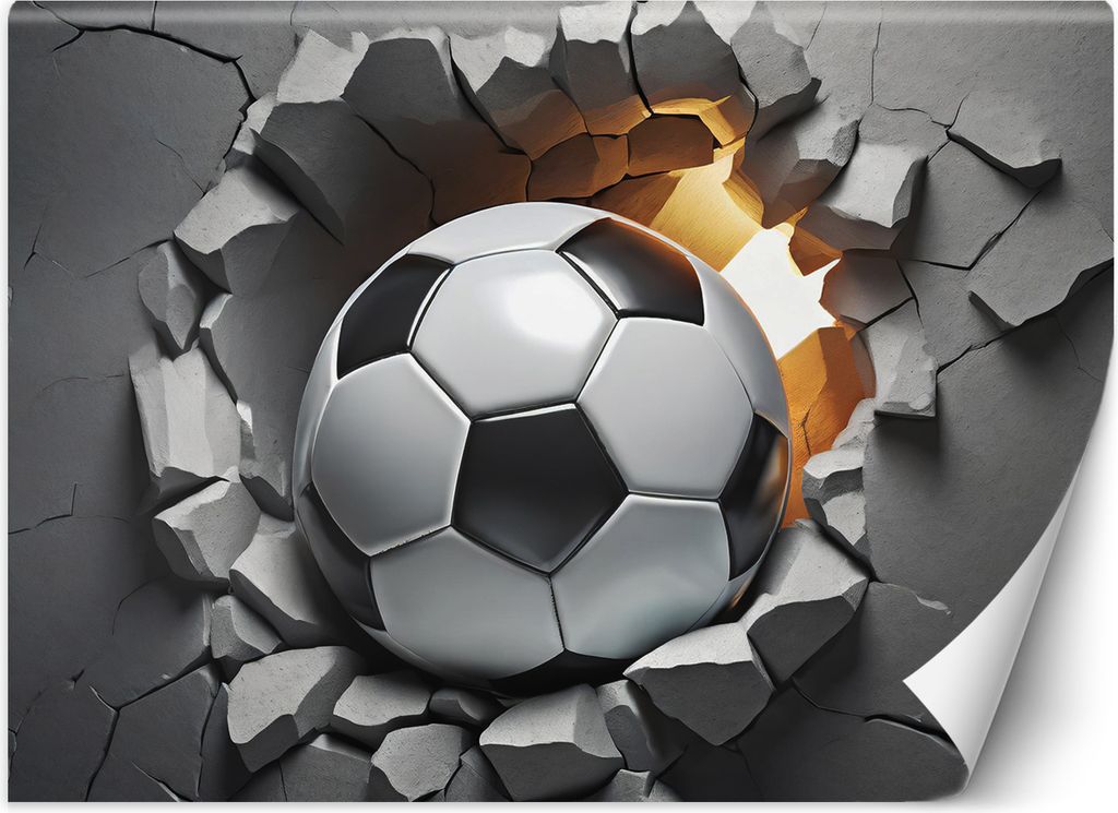 Vlies fototapete Fußball 3D 250x175 cm Feeby Grau inkl. Kleber einfache Montage