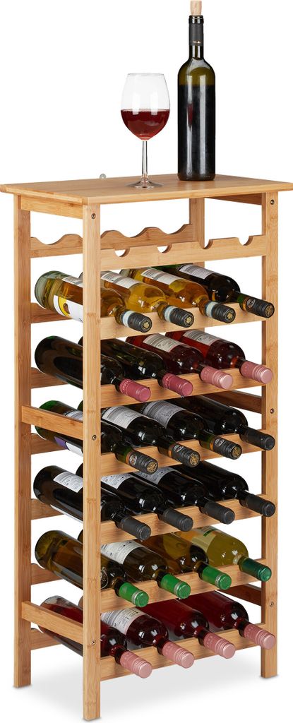 Relaxdays Weinregal Bambus, Getränkeregal für 28 Flaschen, Produktbild 