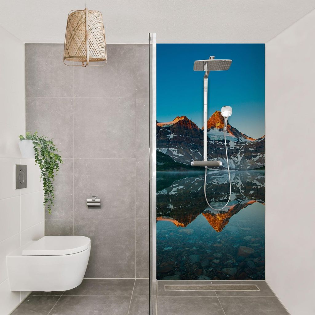 Duschrückwand Natur selbstklebend - 0.35 mm Wandpaneel wasserfest Amerika USA blau Motiv Badrückwand fugenlos Smart matt 110x210 cm