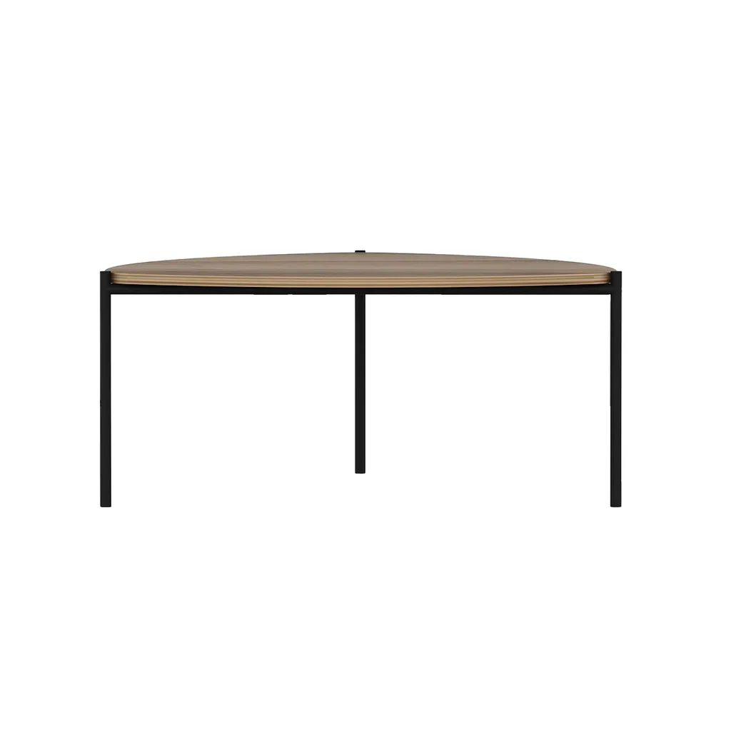 Table basse effet bois et acier triangulaire - Design Robuste et Moderne - 4