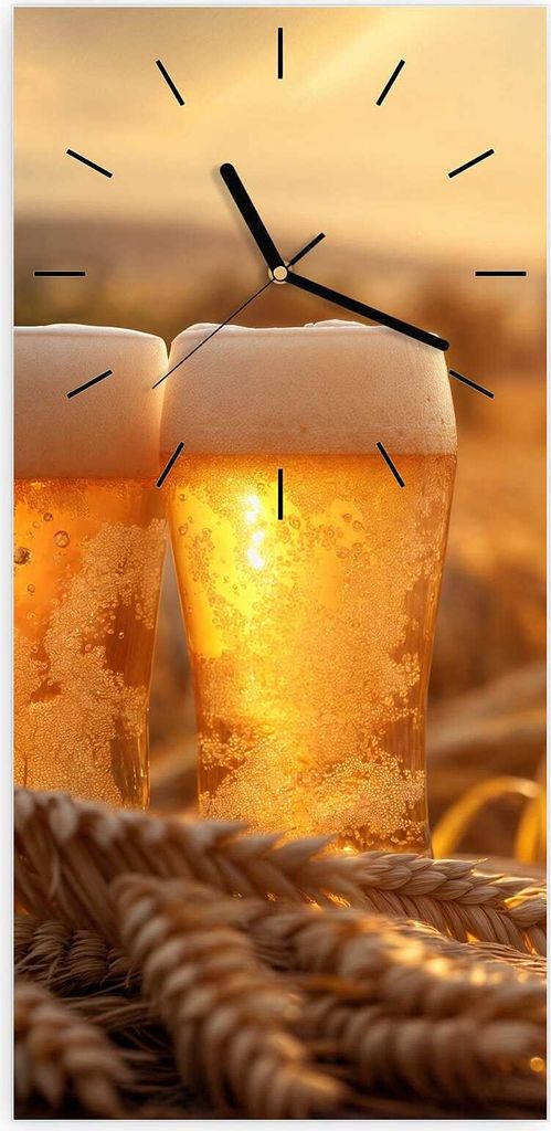 Wanduhr aus Glas mit Motiv Sonnenuntergangsbecher- 30 x 60 cm - inkl. Aufhängesystem