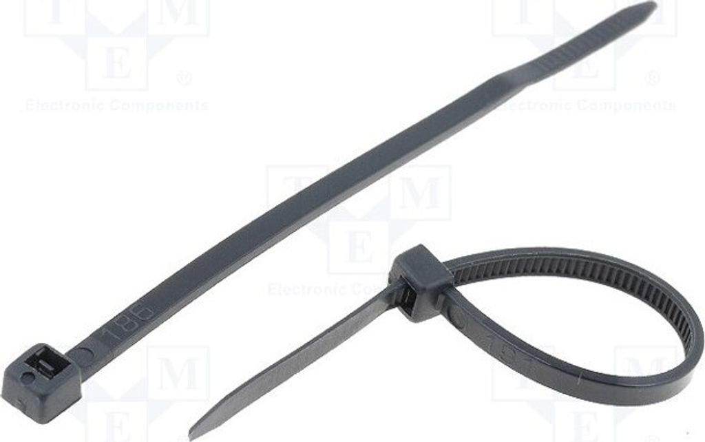 100x Kabelbinder schwarz Ømax: 19mm CV-080W Kabelbinder W: 2,4mm 78,5N L: 80mm