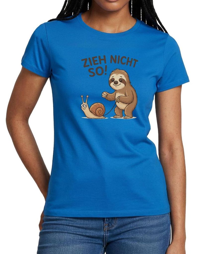 Spreadshirt Zieh Nicht So | Faultier Und Schnecke Humor Frauen T-Shirt, S, Royalblau