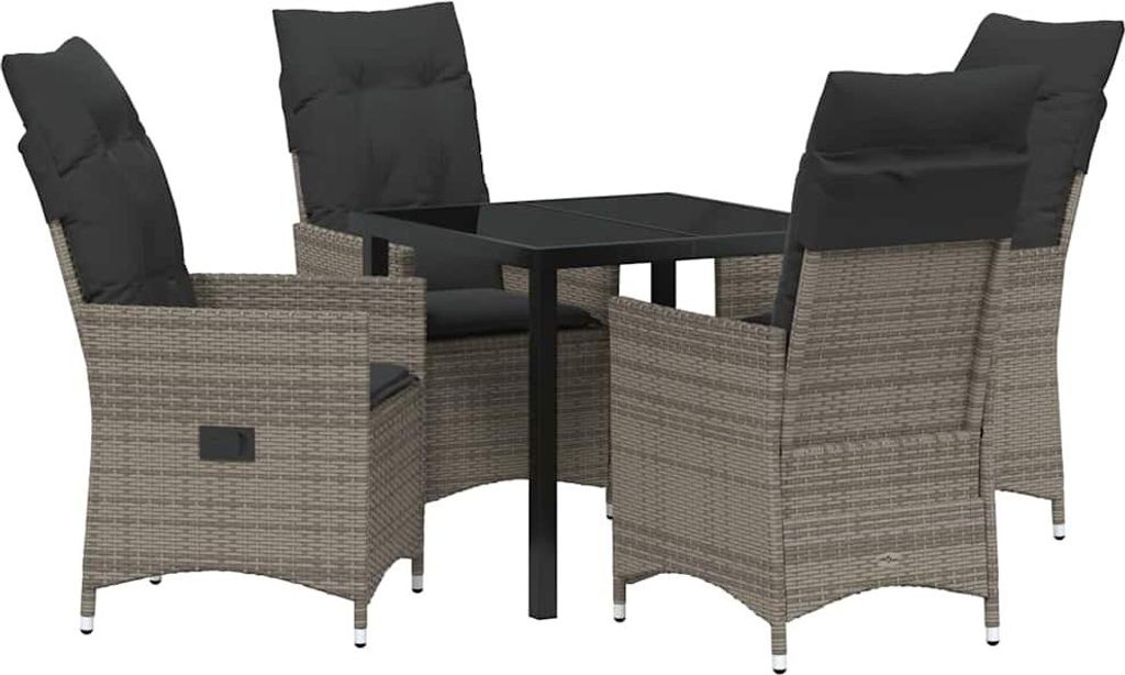 Garten Essgruppe mit Kissen 5 pcs Grau Poly-Rattan