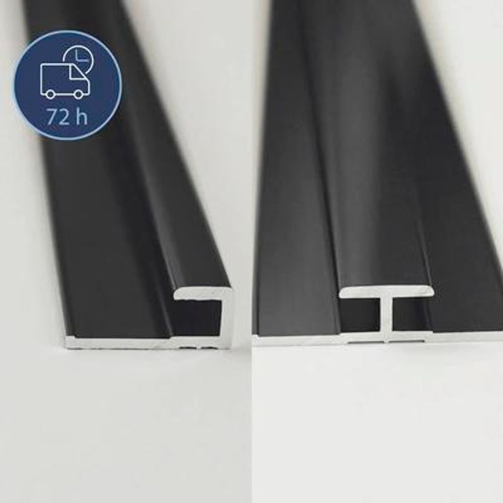 BREUER Profil-Set 2 Express Q72 für Rückwand schwarz matt Länge 210 cm 1 Verbindungsprofil und 2 Endprofile 144703100015