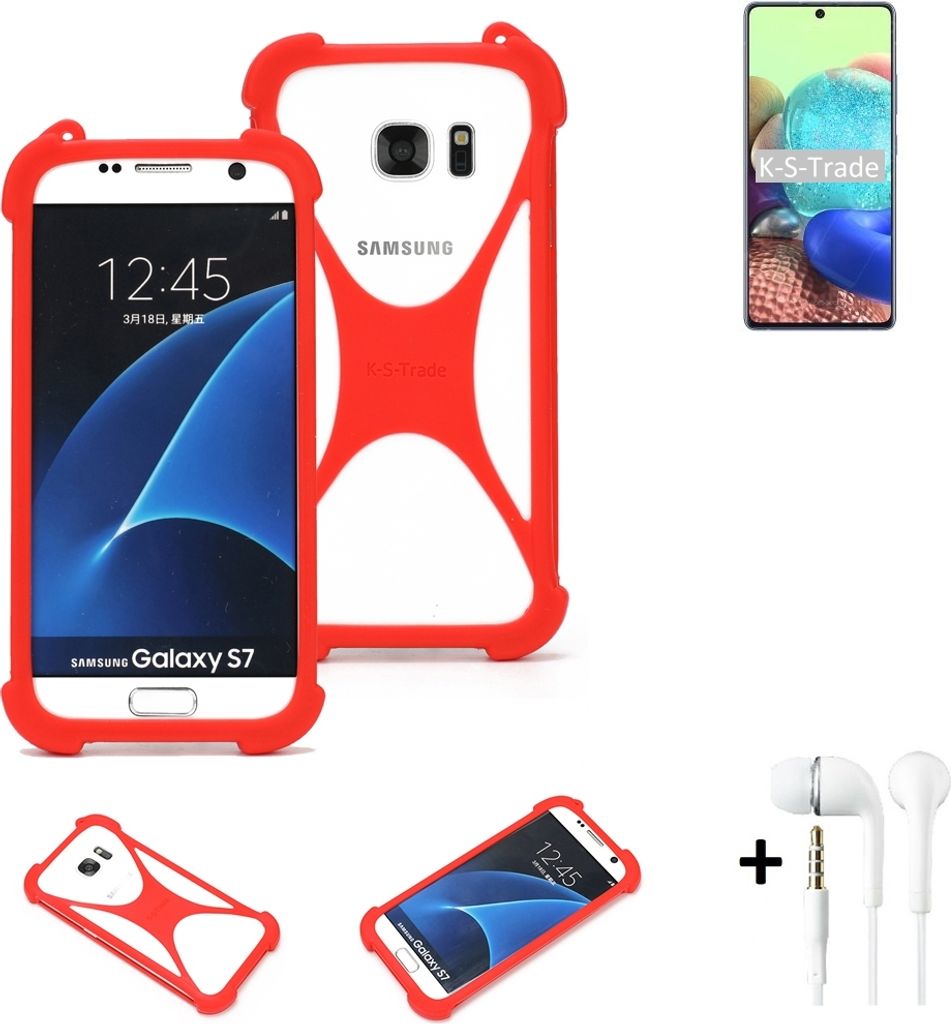 Handy-hülle + Kopfhörer kompatibel mit Samsung Galaxy A71 5G Schutz-hülle Bumper Silikon Schutz Hülle Cover Case Silikoncase Silikonbumper TPU