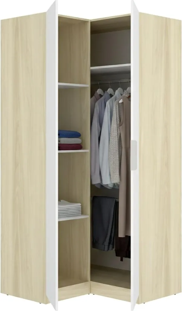 Armoire de Chambre Luber 95x204 cm Blanche pour Ranger vos Vêtements
