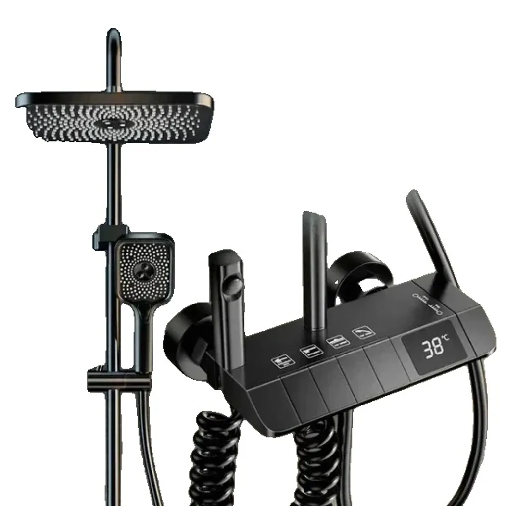 Miscelatore Doccia Nero Opaco 4 Vie | Colonna Doccia Design con Display