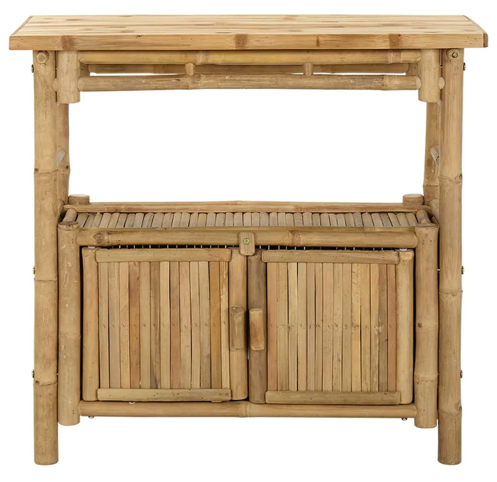 Table console avec placard en bois de bambou pour entrée moderne