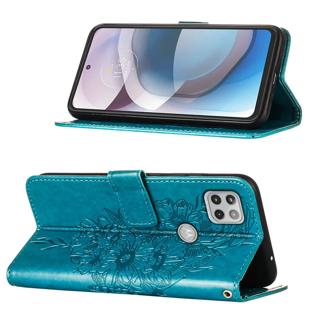 Cover Motorola One 5G Ace Pelle Blu | Custodia Flip con Supporto - 2