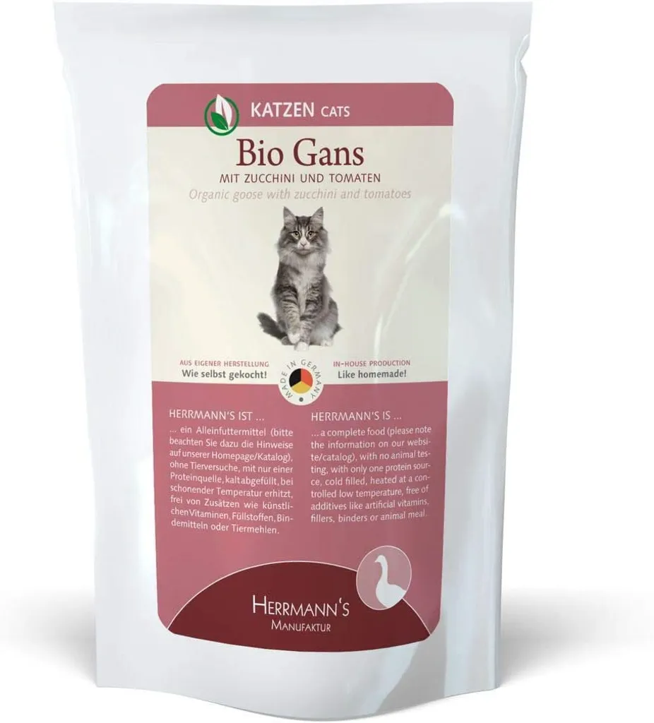 Aliment Complet pour Chat Sensible Herrmanns Oie Courgette 20x100g Bio