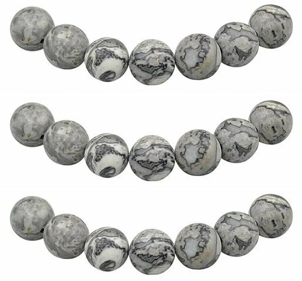 Kit 60 perles jaspe gris 6 mm - Idéal pour bracelets et lithothérapie