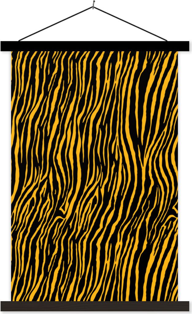 MuchoWow Textilposter Orange - Tiermuster - Tiger 40x60 cm mit schwarzem Rahmen - Wanddekorationen