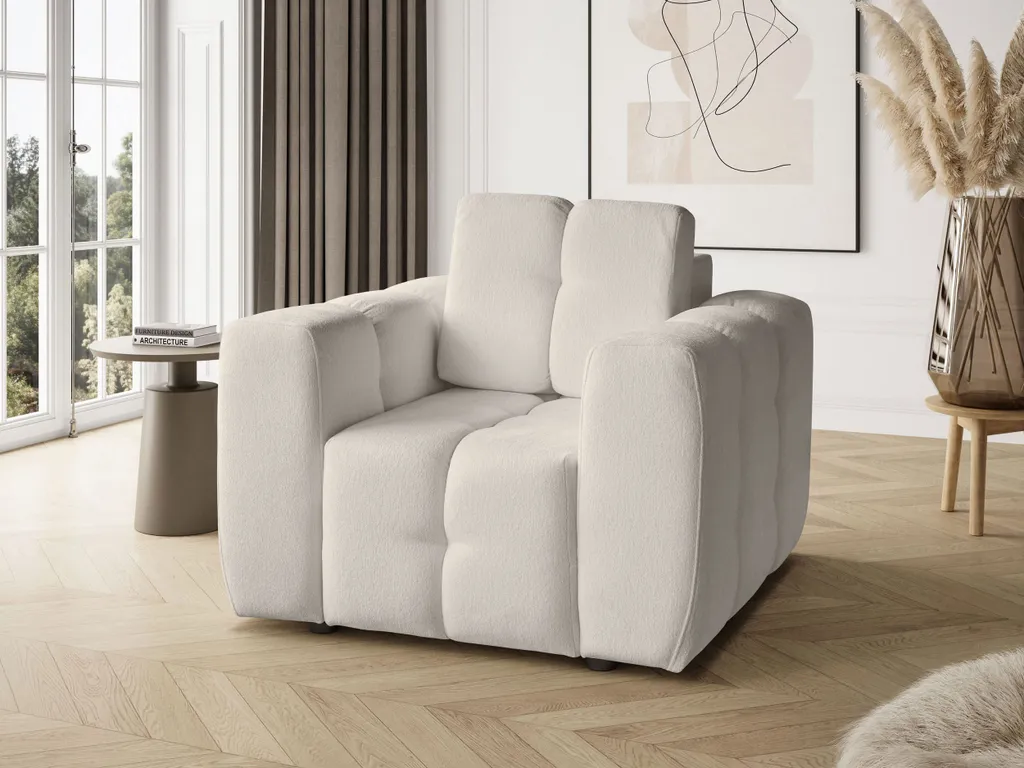 Fauteuil confortable en tissu beige Raven 22 - BEAUTYSOFA BONA large