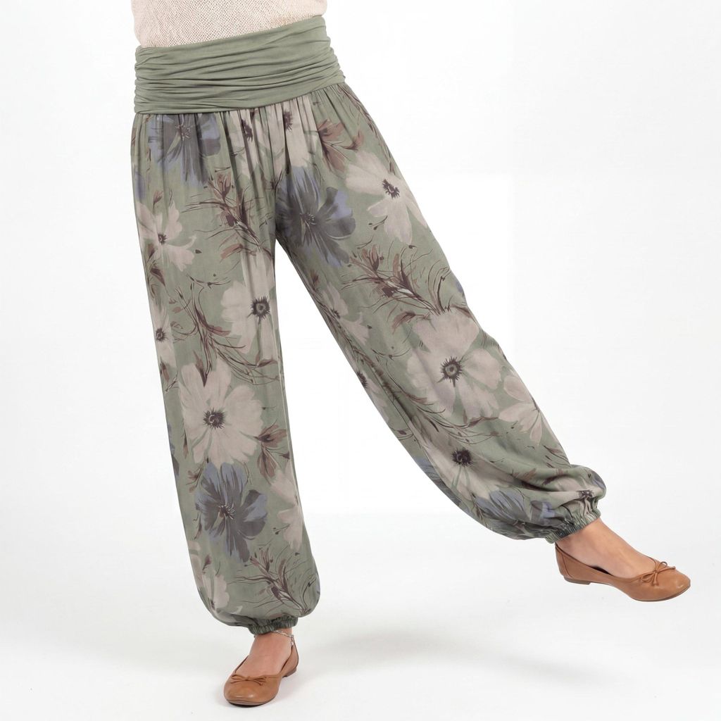 Sommerhose Damen Haremshose elastischer Bund leichte Hippie Pumphose Gr. 36-48