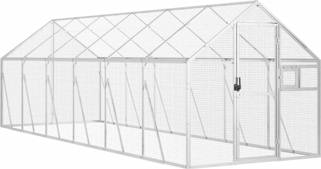 vidaXL Voliera argento 1,79 x 6 x 1,85 m in alluminio Immagine del prodotto 